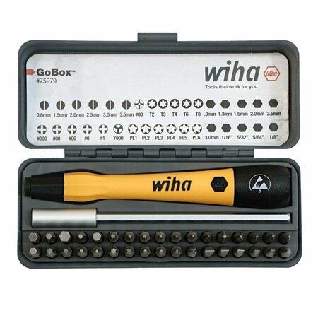 WIHA 36 Piece GoBox Electronics ESD Precision Micro Bit Set 75979